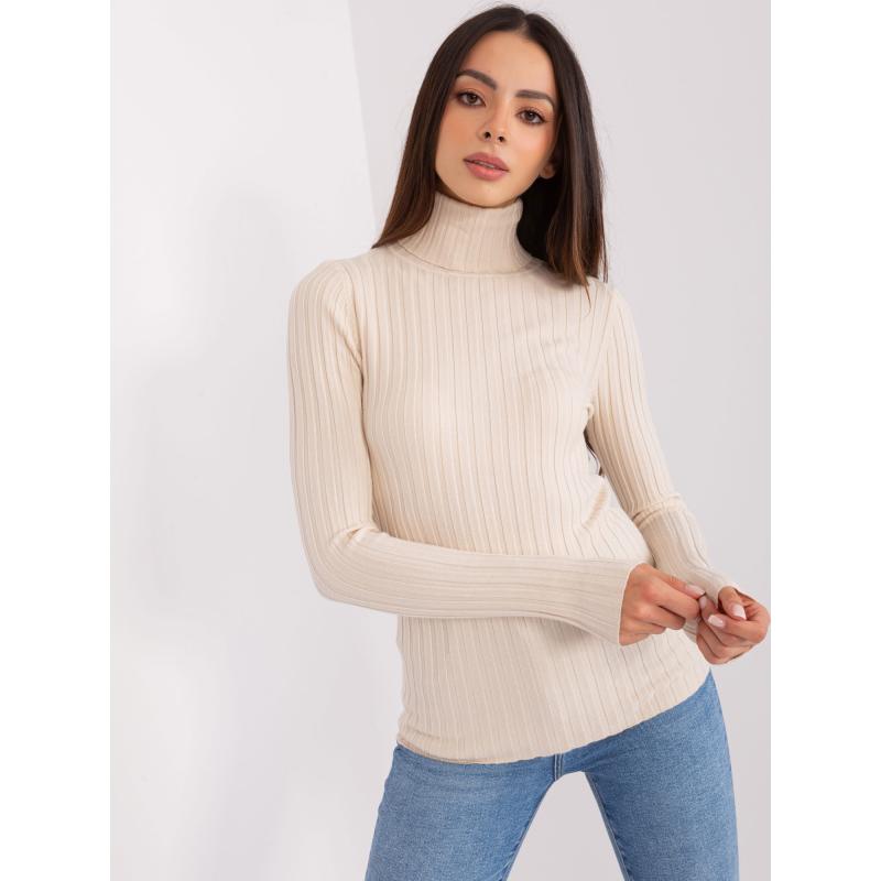 Dámský svetr s rolákem ROIND světle béžový 
