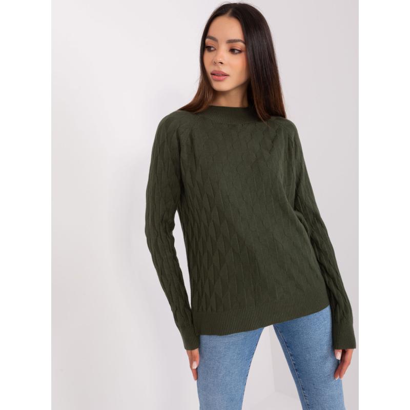 Dámský svetr s klasickým vzorem NOUNA khaki 