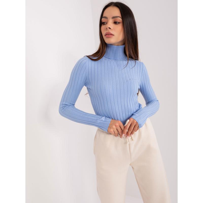 Dámský svetr s rolákem a viskózou DARRA světle modrý 