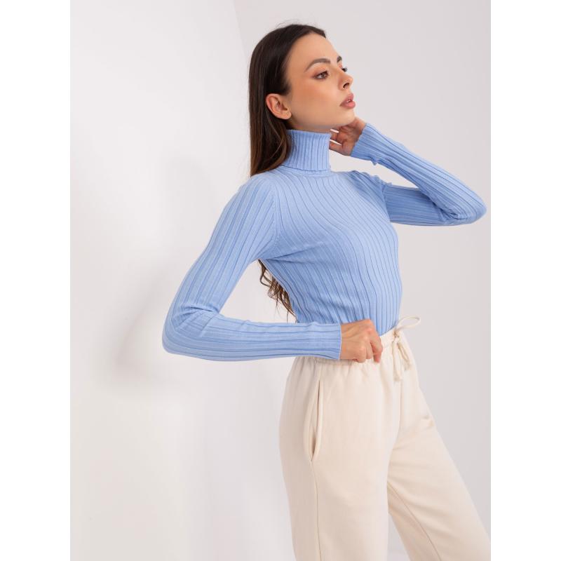 Dámský svetr s rolákem a viskózou DARRA světle modrý 