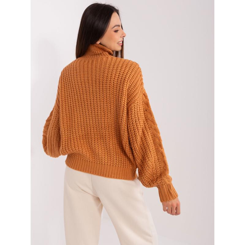 Női plus size kockás pulóver FYTHA világosbarna