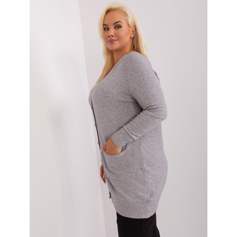 Dámský svetr plus size s viskózou s plédy AHATA šedý 
