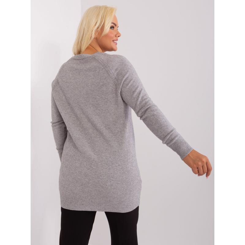 Dámský svetr plus size s viskózou s plédy AHATA šedý 