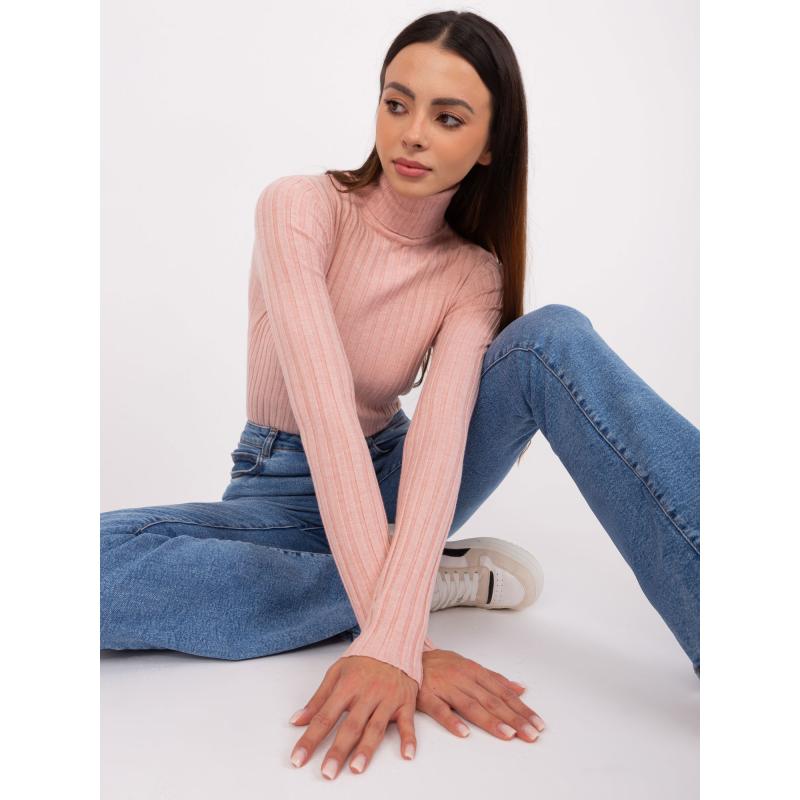 Női garbó pulóver CHUNN világos rózsaszín