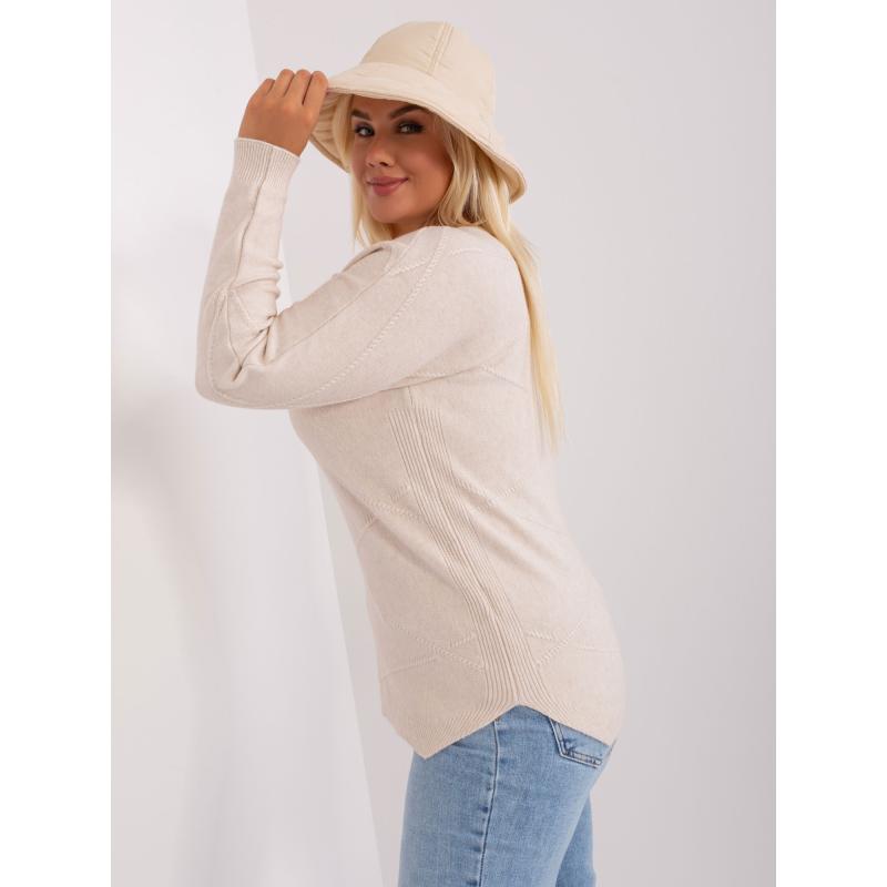 Dámský svetr s kulatým výstřihem plus size UTONA světle béžový