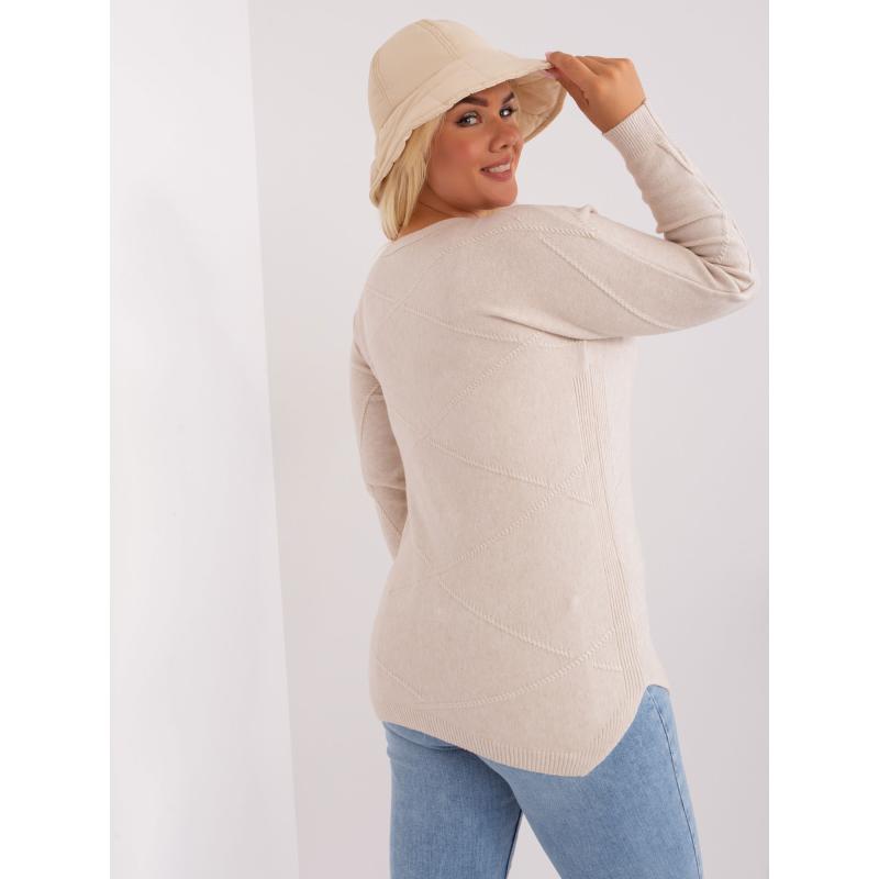 Dámský svetr s kulatým výstřihem plus size UTONA světle béžový