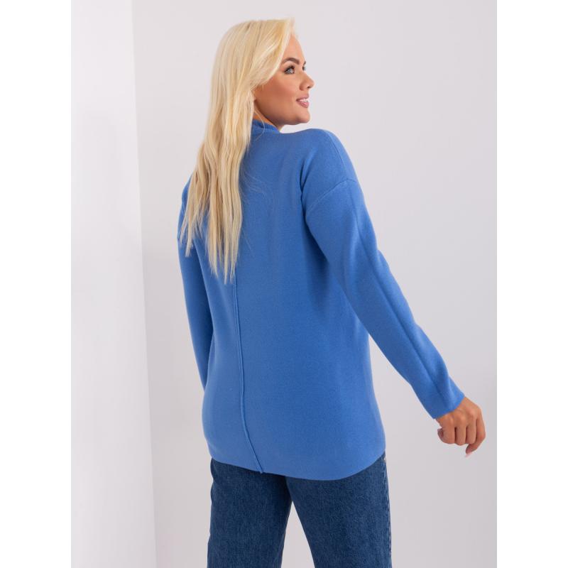 Dámský svetr s polovičním rolákem plus size BREIDA modrý  