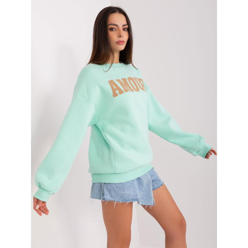 Dámský svetr bez kapuce s kulatým výstřihem YELAMY mátový 