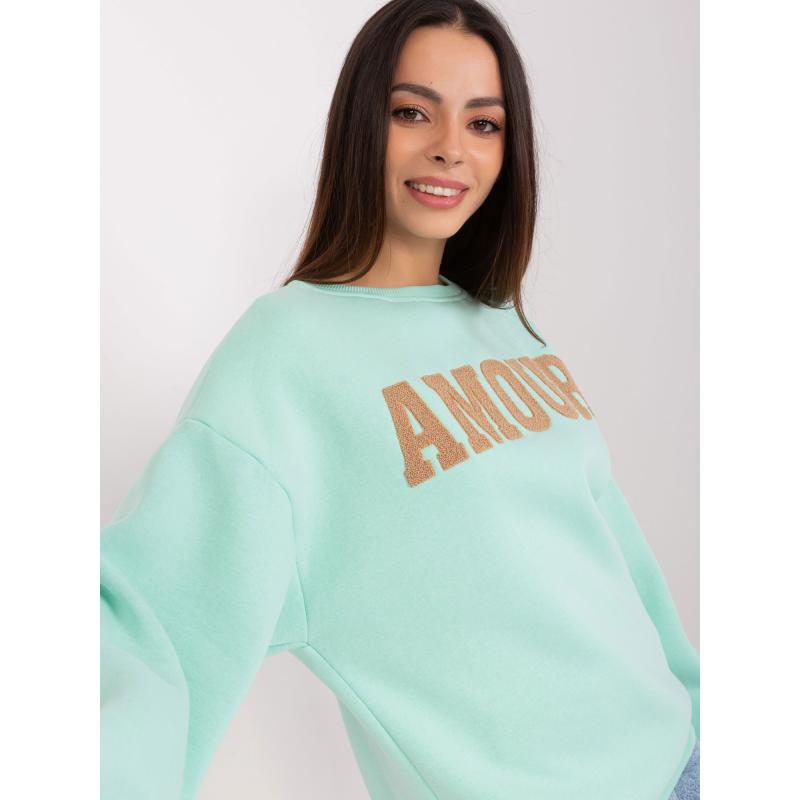 Dámský svetr bez kapuce s kulatým výstřihem YELAMY mátový 