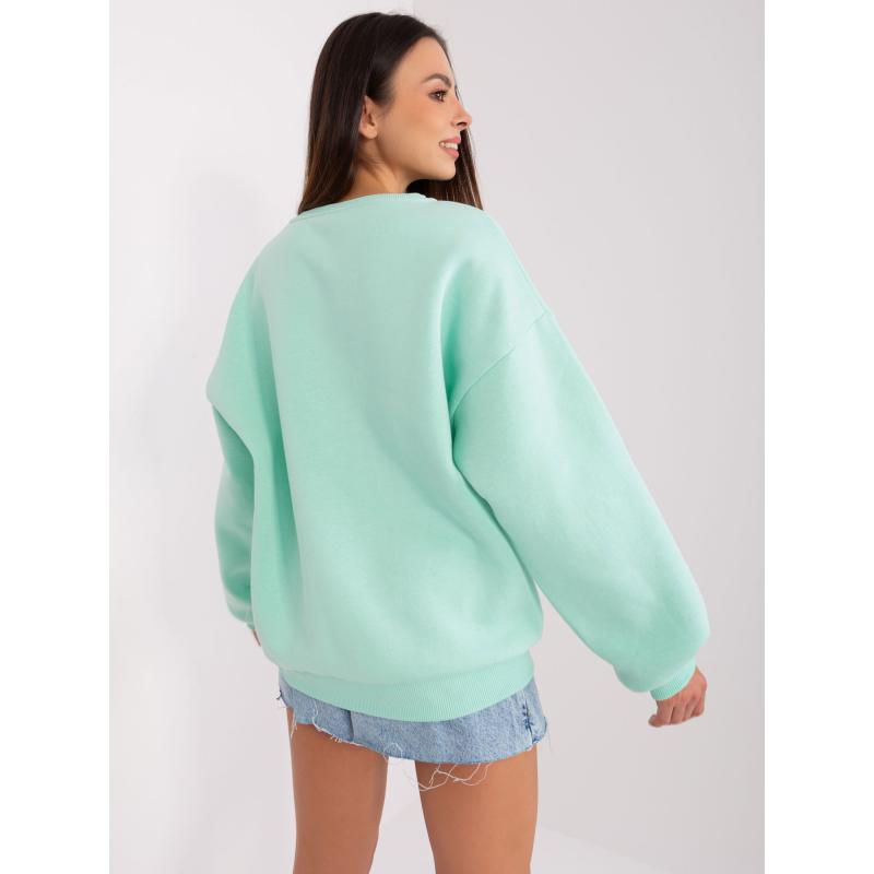 Dámský svetr bez kapuce s kulatým výstřihem YELAMY mátový 