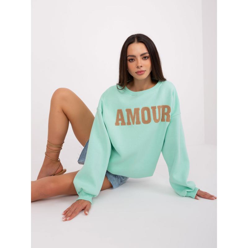 Dámský svetr bez kapuce s kulatým výstřihem YELAMY mátový 