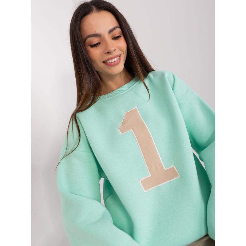 Dámský svetr s kapucí a podšívkou JEDA mentolový 