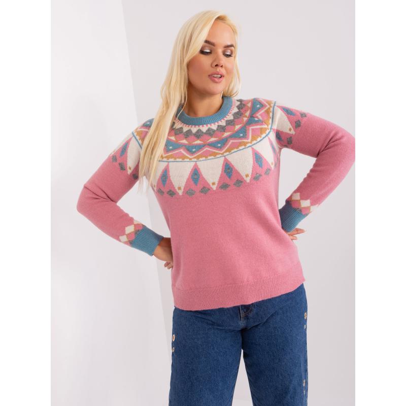 Dámsky plus size sveter UENA ružový