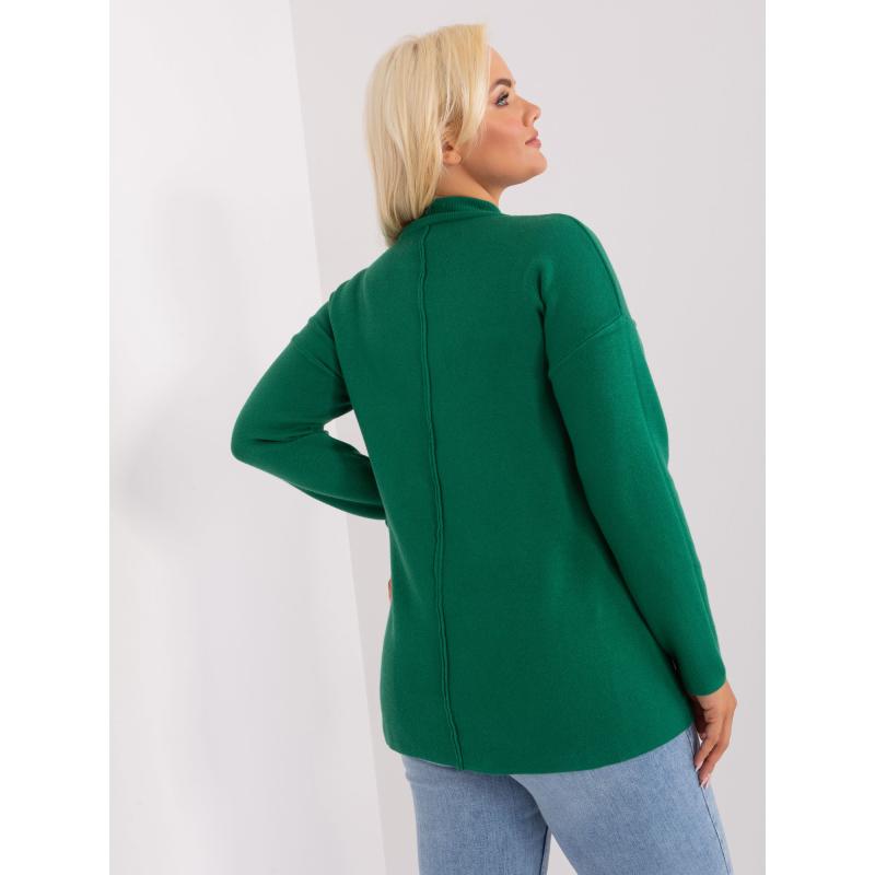 Dámský svetr se zipy plus size IVERA tmavě zelený 