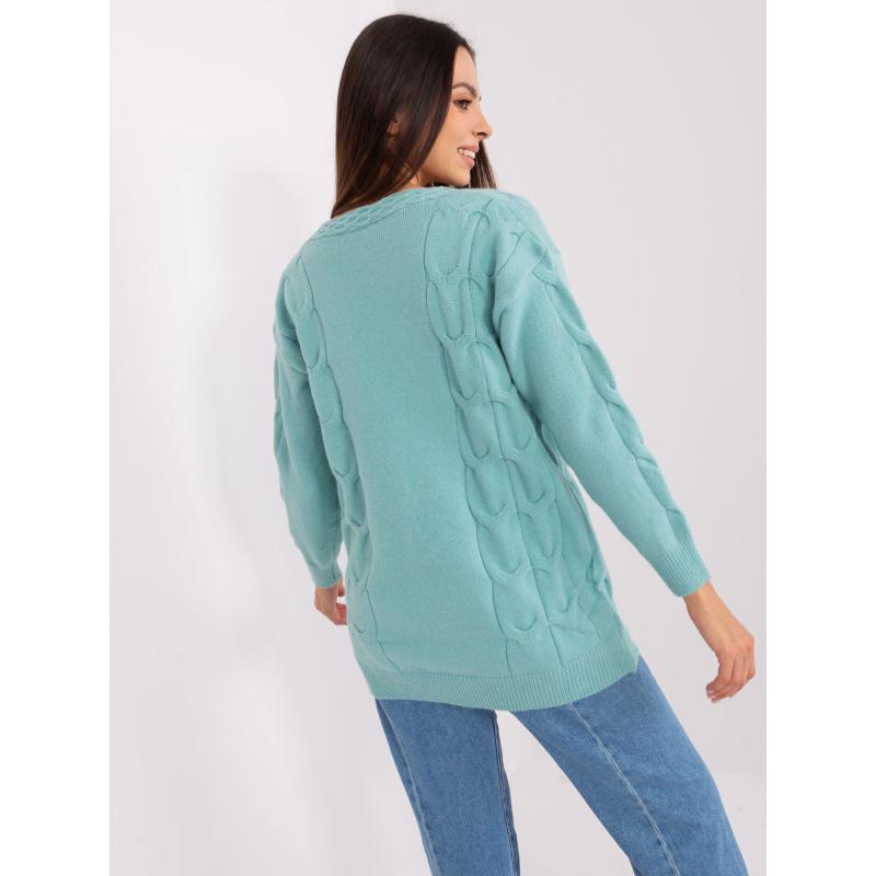 Dámský svetr bez knoflíků s náplety SHEERA mátový
