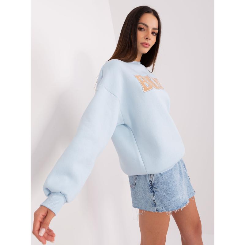 Dámská mikina s kapucí a nápisy UNATA světle modrá 