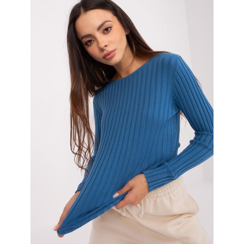 Női csíkos pulóver AVESI sötétkék