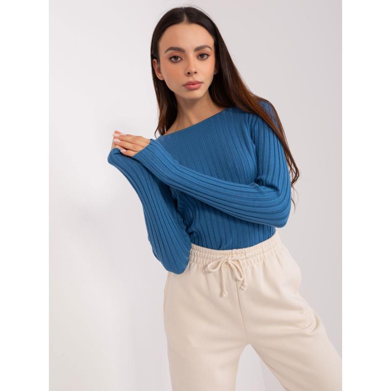 Női csíkos pulóver AVESI sötétkék