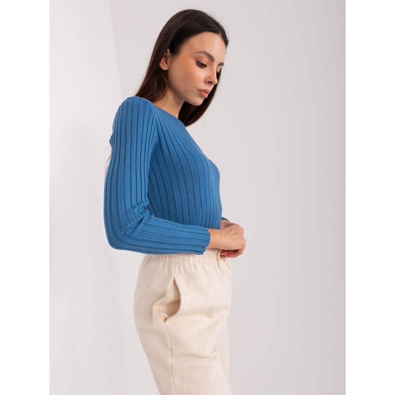 Női csíkos pulóver AVESI sötétkék