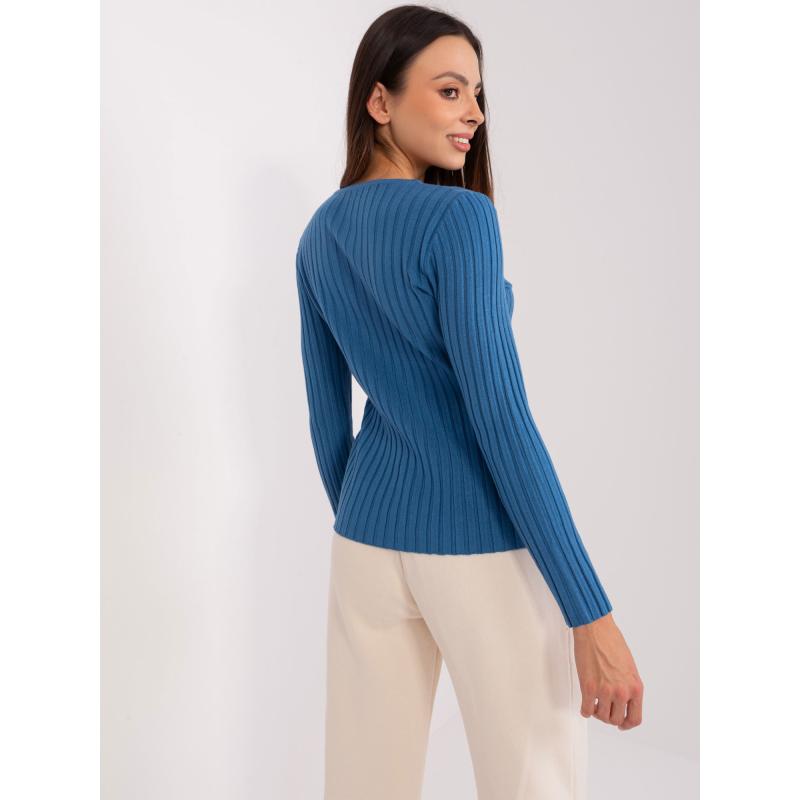 Női csíkos pulóver AVESI sötétkék