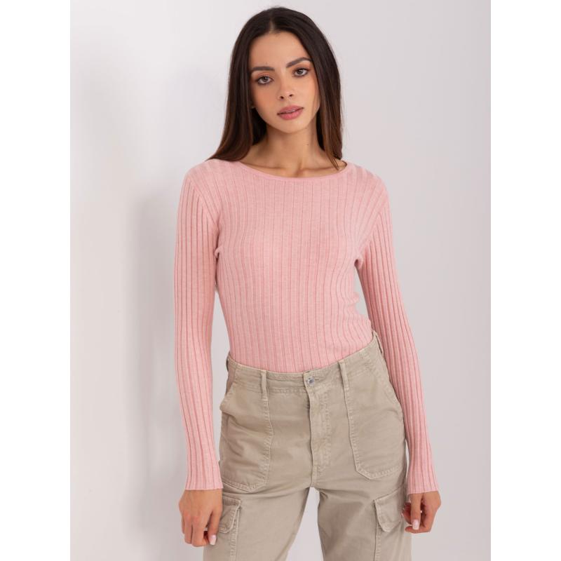 Női szabott pulóver VESA világos rózsaszín