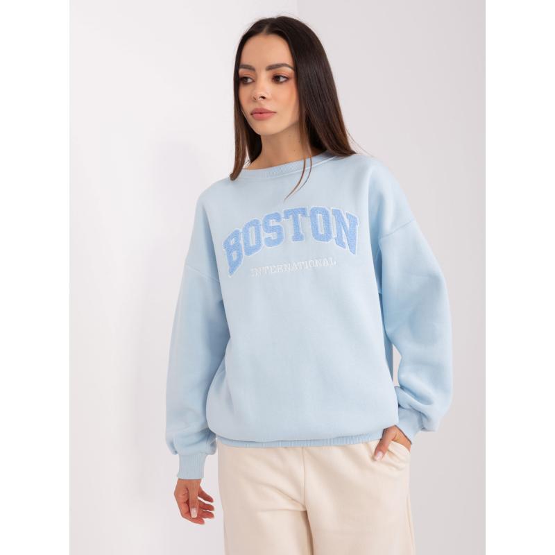 Dámská mikina bez kapuce oversize střihu BOESA světle modrá 