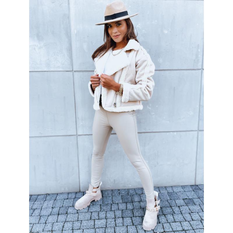 Dámska kožená bunda PLAYDIVA svetlo béžová