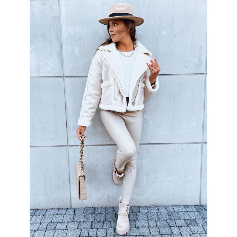 Dámska kožená bunda PLAYDIVA svetlo béžová