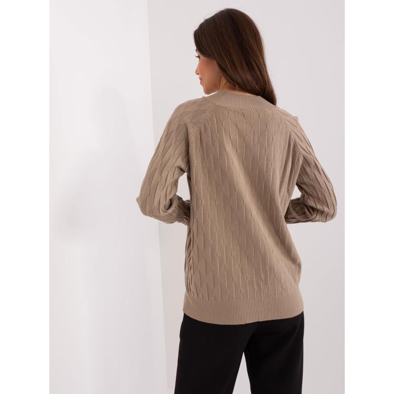 Dámský svetr se vzorem LAER tmavě béžovým