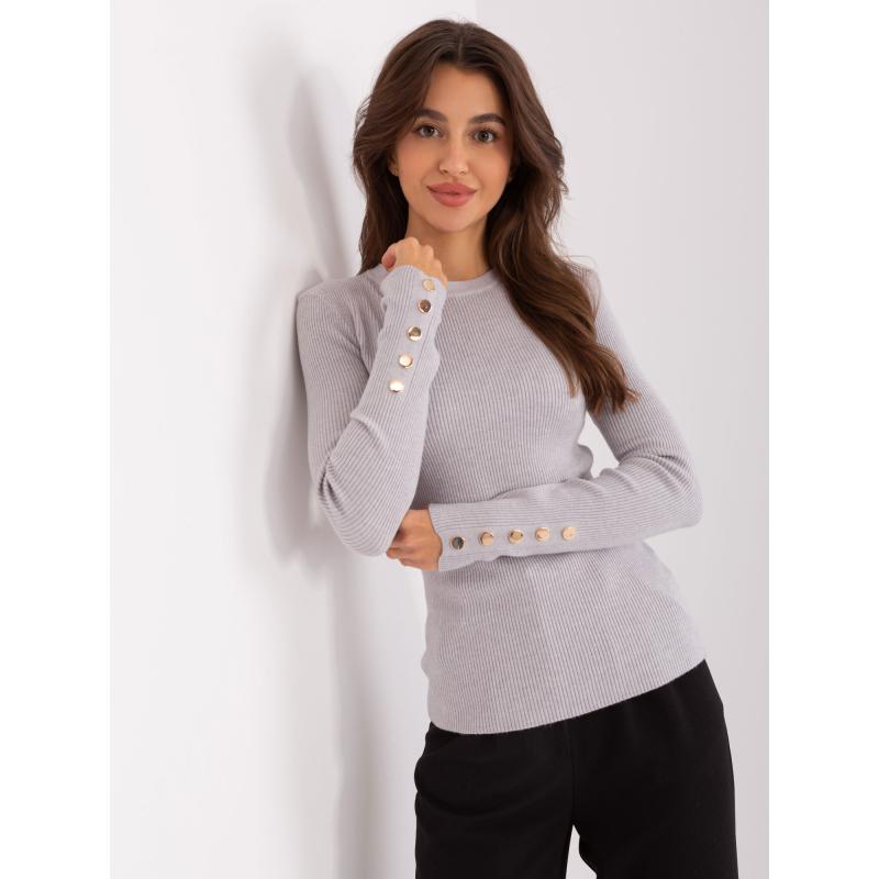Dámský svetr s knoflíky na rukávech COV šedý 