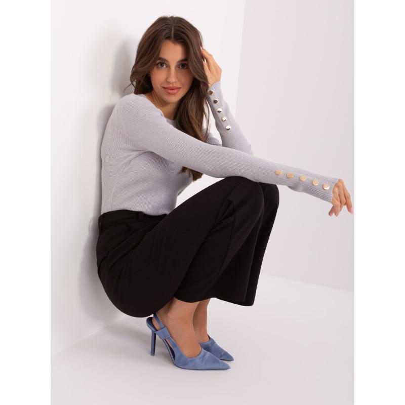 Dámský svetr s knoflíky na rukávech COV šedý 