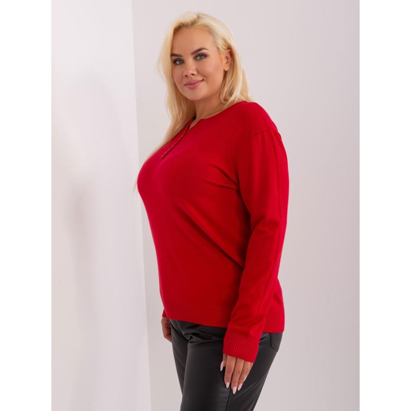 Dámský svetr s knoflíky plus size ETINI červený