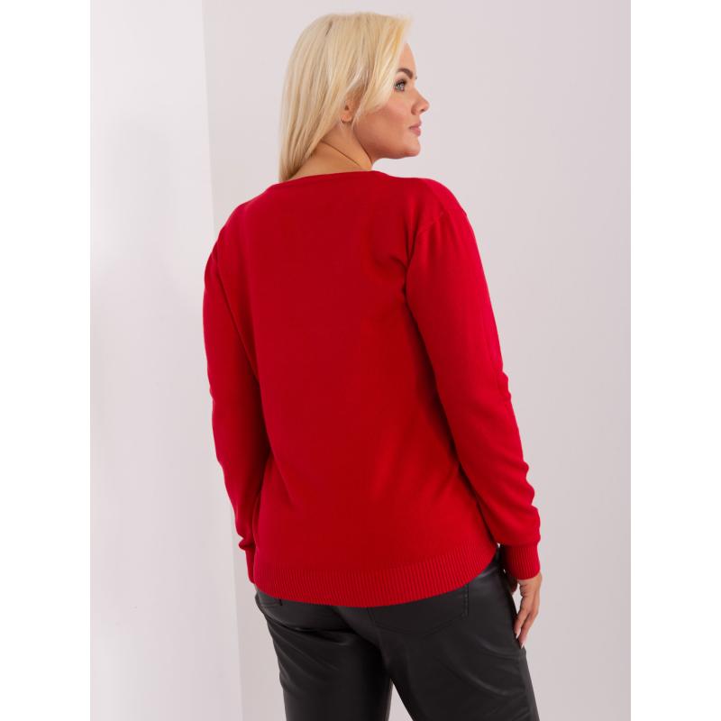 Dámský svetr s knoflíky plus size ETINI červený