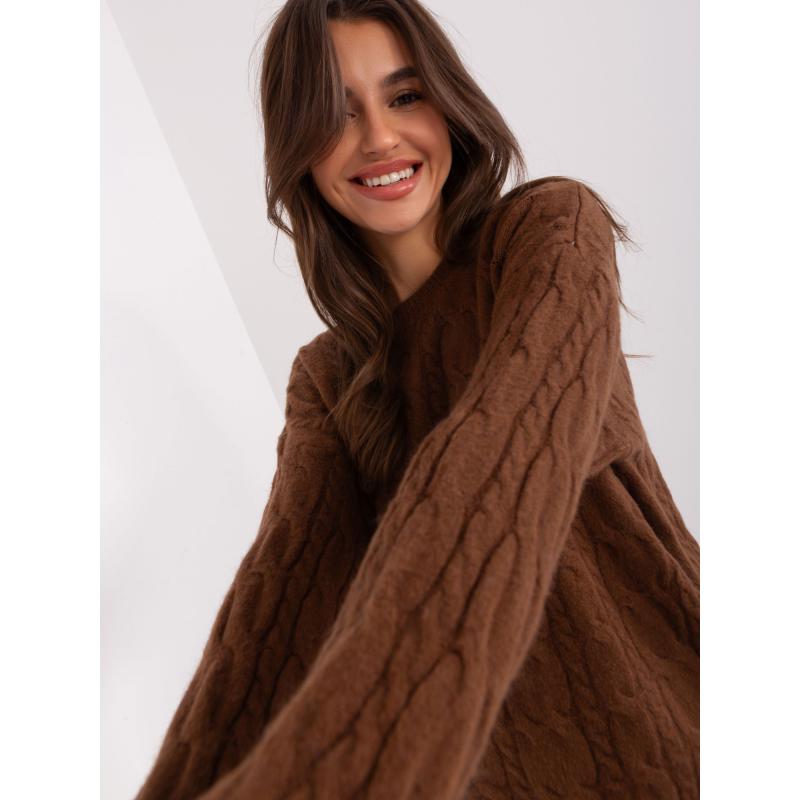 Női kardigán bordázott szegéllyel YCERU barna
