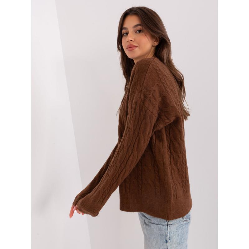Női kardigán bordázott szegéllyel YCERU barna