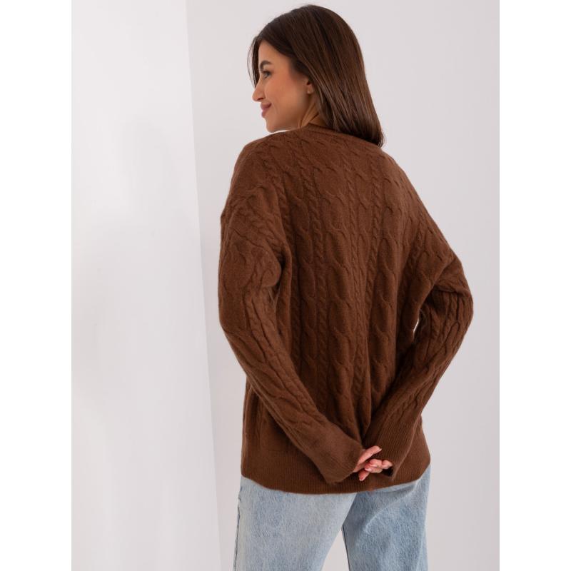 Női kardigán bordázott szegéllyel YCERU barna