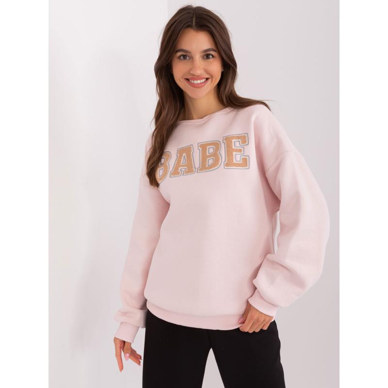 Dámská mikina s kapucí a potiskem SEYTA světle růžová