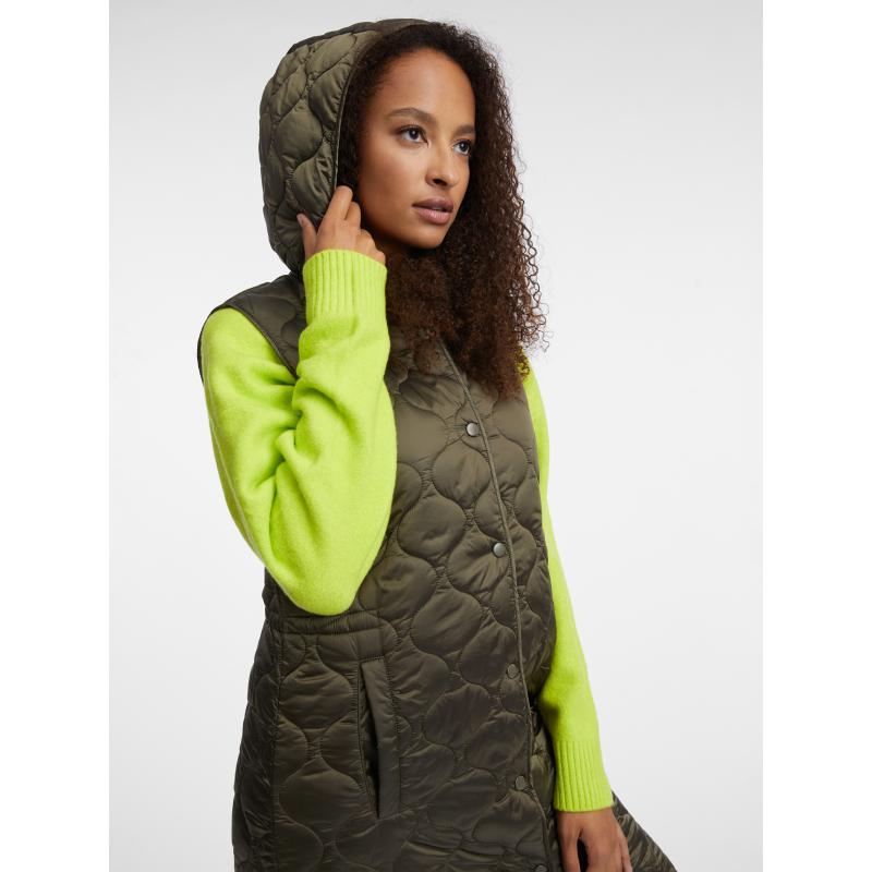 Khaki dámská dlouhá prošívaná vesta