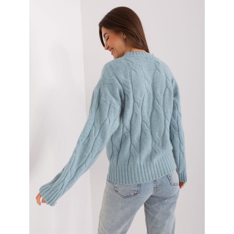 Dámský svetr s kulatým výstřihem kostkovaný NIMA mátový 