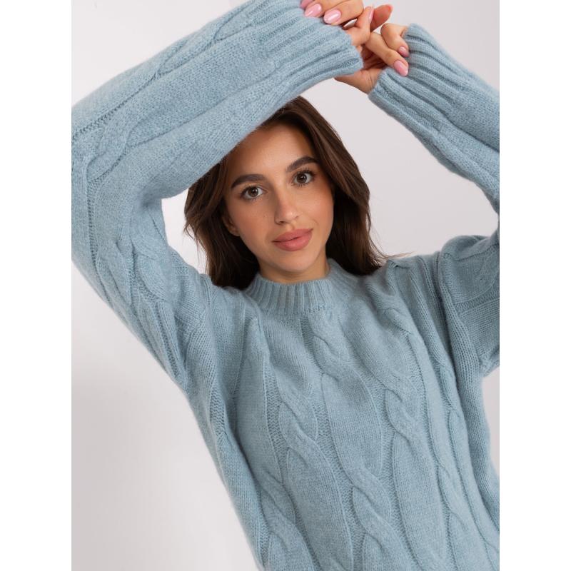 Dámský svetr s kulatým výstřihem kostkovaný NIMA mátový 