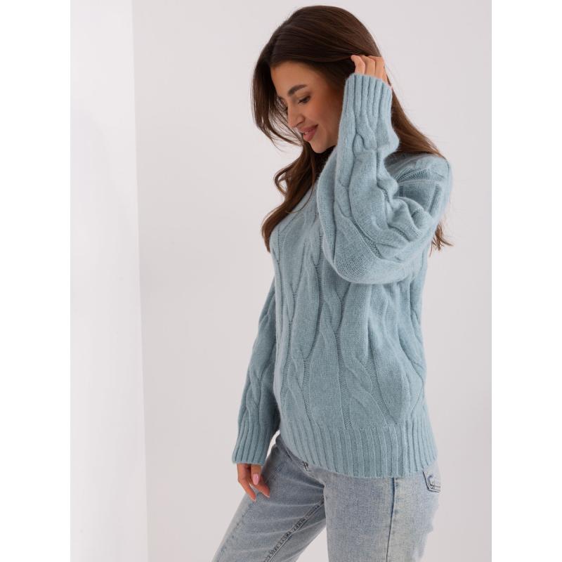 Dámský svetr s kulatým výstřihem kostkovaný NIMA mátový 