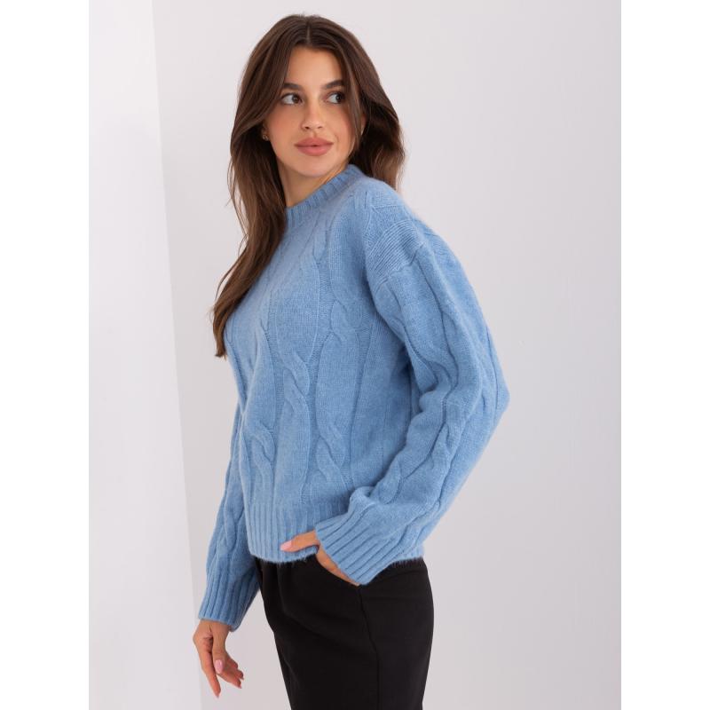 Dámský svetr s kostkami DIRA světle modrý