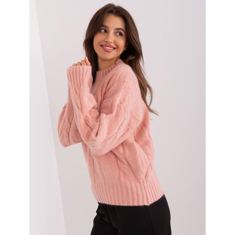 Dámský svetr s náplety PORA světle růžový 