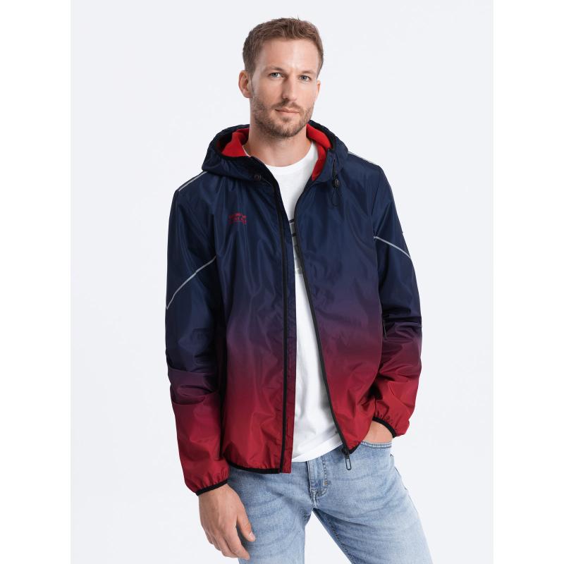 Pánská sportovní bunda V3 OM-JANP-0105 tmavě modrá a červená 