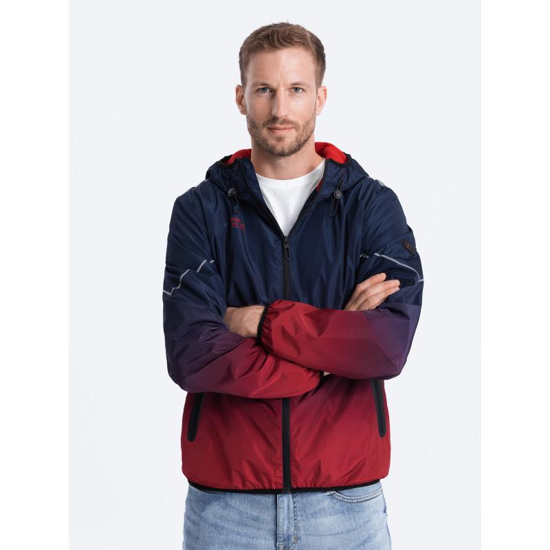 Pánská sportovní bunda V3 OM-JANP-0105 tmavě modrá a červená 