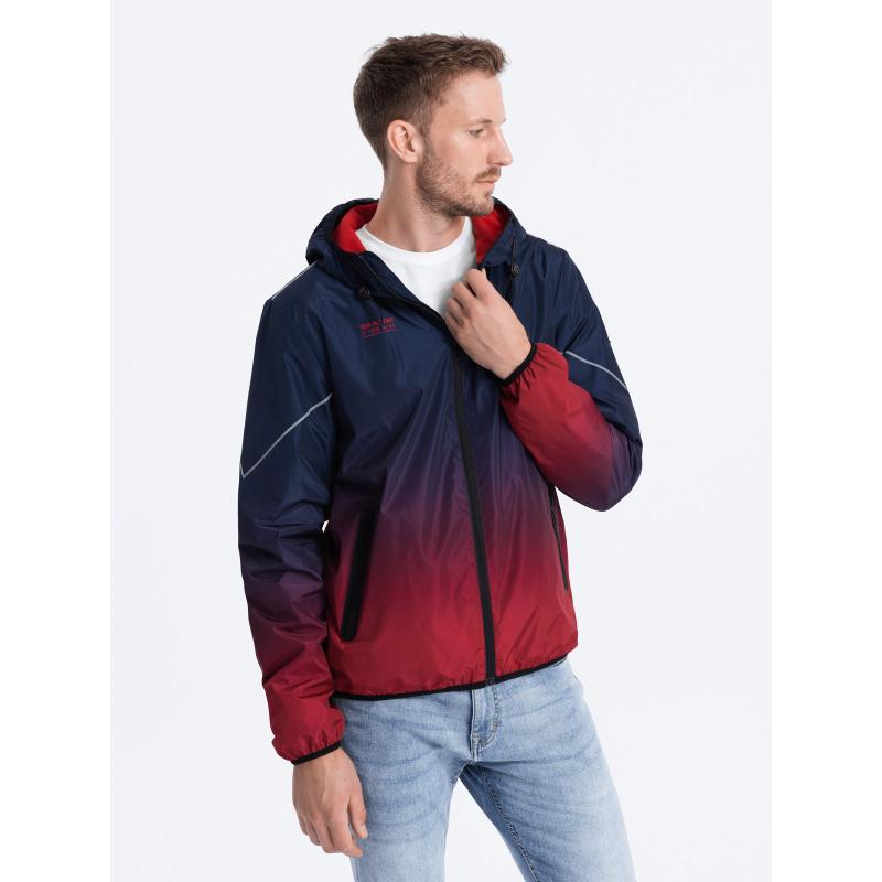 Pánská sportovní bunda V3 OM-JANP-0105 tmavě modrá a červená 