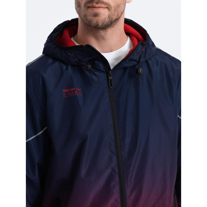 Pánská sportovní bunda V3 OM-JANP-0105 tmavě modrá a červená 