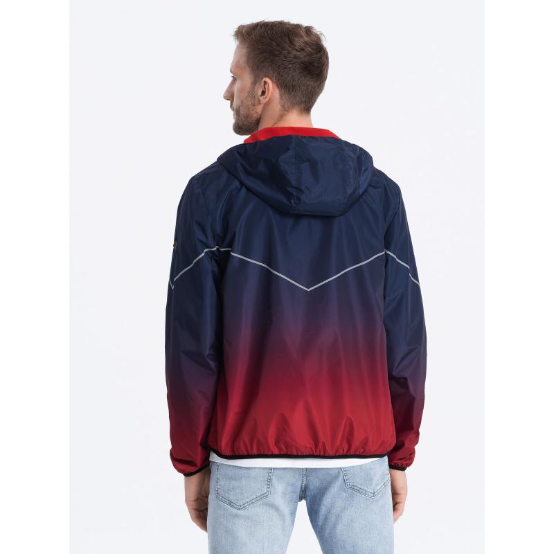 Pánská sportovní bunda V3 OM-JANP-0105 tmavě modrá a červená 