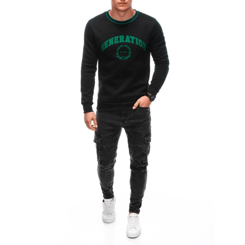 Pánská mikina B1622 černá/zelená