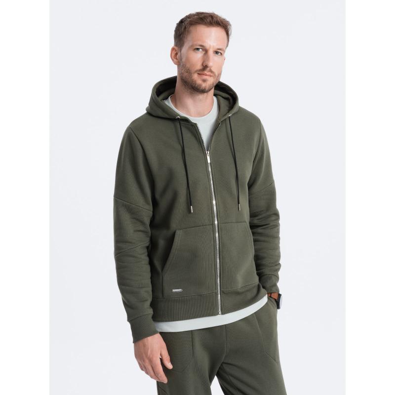 Pánská mikinová souprava rozepínací mikina + tepláky V2 Z63 olivová